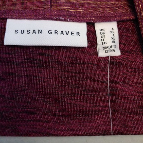 Susan Graver Semi-Sheer Maroon/Gold Long Sleeve Open Jacket Metallic L NWT - Picture 11 of 13